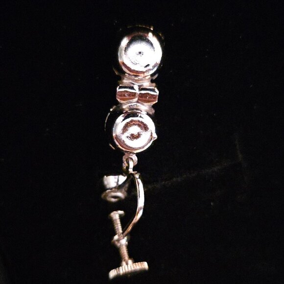 ART DECO STYLE VINTAGE 5 STONE RHINESTONE DROP EARRINGS with SCREW BACK CLOSURE - Picture 11 of 13